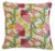Custom-tailored pillow in a French linen fabric depicting a beautiful colorful floral design. Off-white cotton-velvet...