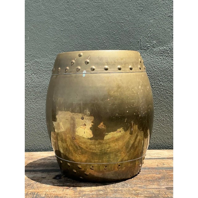 Brass Vintage Asian Brass Low Stool For Sale - Image 8 of 12