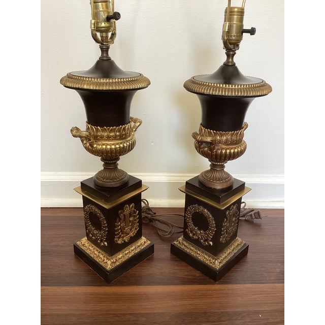 Mid 20th Century Mid 20th Century Neoclassic Warren Kessler Attributed Urn Form Table Lamps With Gilt Bronze Mounts - A Pair For Sale - Image 5 of 6
