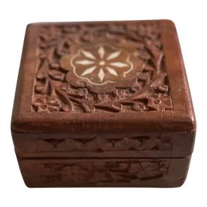 1960s Vintage Carved Walnut Keepsake Box