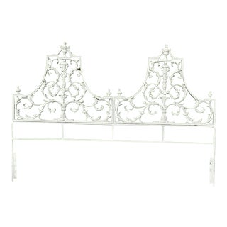 1960s Neoclassical White King Metal Headboard For Sale