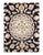 A hand-knotted, Nain rug that features gorgeous wool and silk and an ornate, tan and dark blue - ish field. D08132