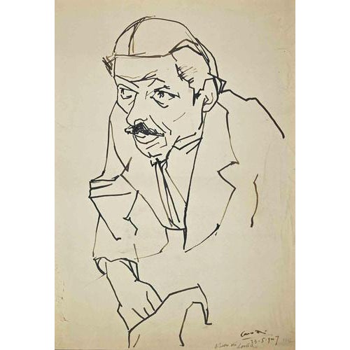 Umberto Maria Casotti, Portrait, 1947, Pen on Paper For Sale