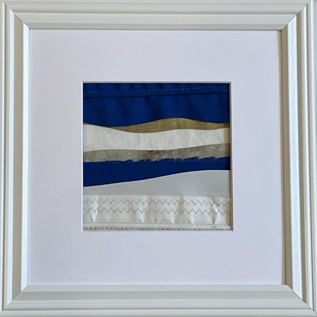 2020s Contemporary Semi-Abstract​ Mixed Media Nautical Sailcloth Landscape Series of 3​ - By JJ-Hogan | the Rise and Fall of Each Day For Sale - Image 5 of 18