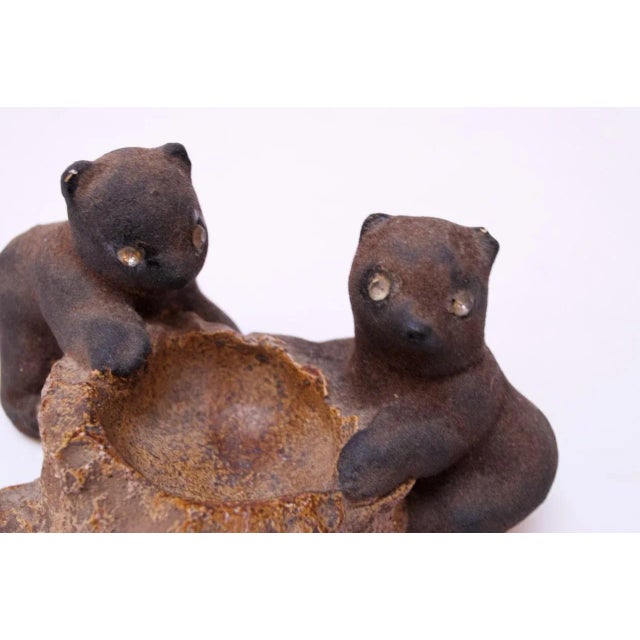 Black Vintage Chalkware Bear Cub Sculpture For Sale - Image 8 of 12