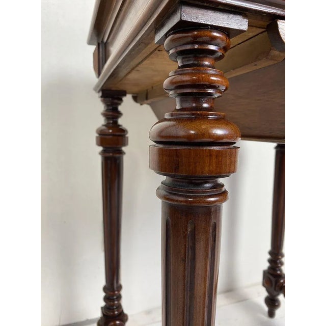 Antique German Walnut Sewing Table For Sale - Image 11 of 18