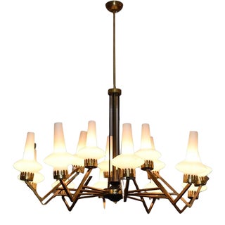 1950's 15 Light Italian Chandelier Attributed to Stilnovo For Sale