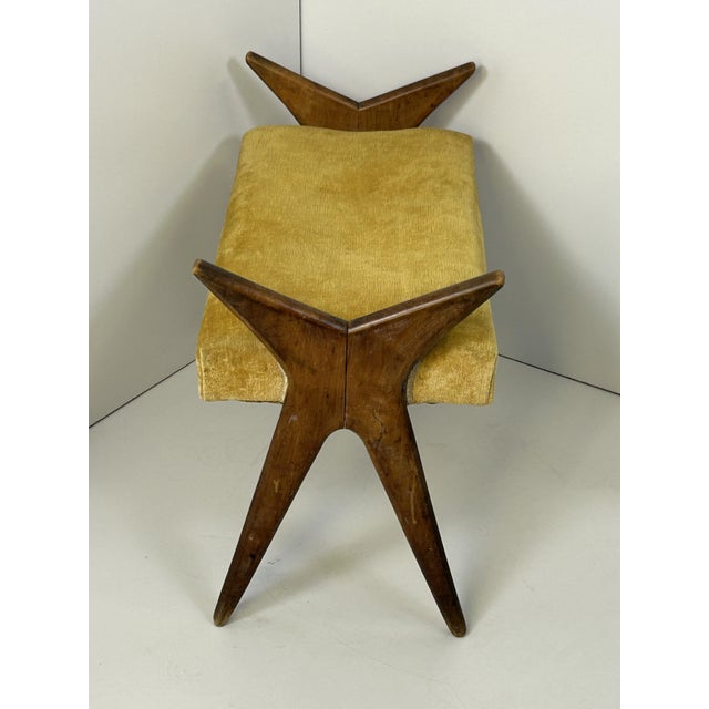 Vintage Walnut Bench, 1950s For Sale - Image 3 of 10