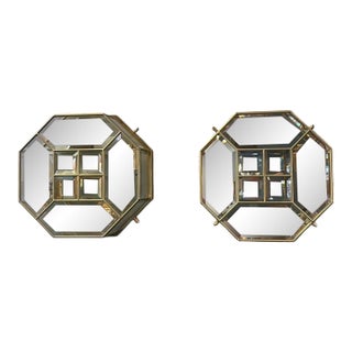 Mid 20th Century Italian Mid-Century Modern Brass and Satin Glass Ceiling Lights - a Pair For Sale