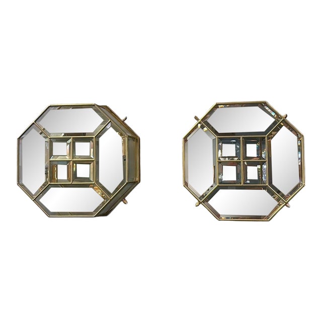 Mid 20th Century Italian Mid-Century Modern Brass and Satin Glass Ceiling Lights - a Pair For Sale