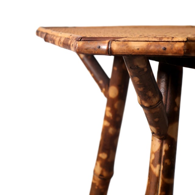Late 19th Century Tortoise Bamboo Two-Tier Side Table With Rattan Tops, English, Ca. 1880 For Sale - Image 5 of 10