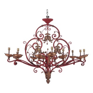 A French Painted Iron Chandelier, C 1945 For Sale