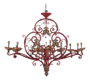 A French Painted Iron Chandelier, C 1945