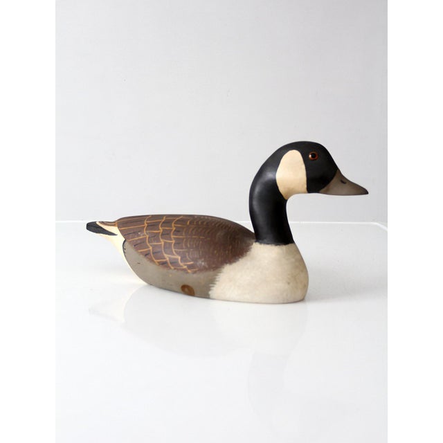 Wood Vintage Hand Carved Painted Canada Goose Decoy For Sale - Image 7 of 17