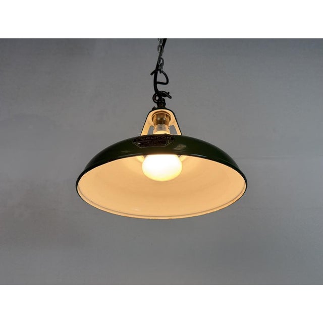 Industrial Green Enamel Factory Pendant Lamp from Coolicon, 1950s For Sale - Image 13 of 16