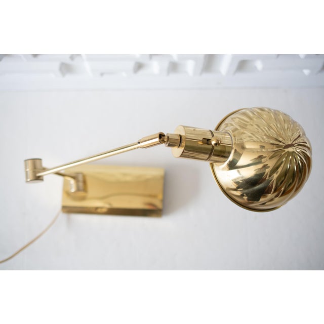 Mid-Century Polished Brass Task Desk Lamp with Dome Shade For Sale - Image 9 of 11