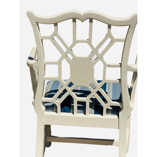 Pair of Hollywood Regency Pagoda Back Armchairs For Sale - Image 4 of 17