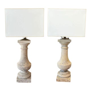 Pair of 19th Century Stone Balustrade Lamps For Sale