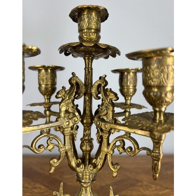 Vintage French Style Architectural Brass Garniture Set, Set of 3 For Sale - Image 12 of 17