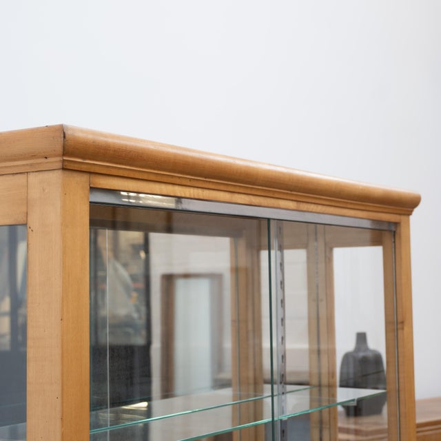 Display Cabinet in Light Walnut with Sliding Glass Doors, 1930 For Sale - Image 11 of 13