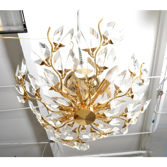 Stilkronen Mid-Century Modern 8 Light Gold Plate Brass &Crystal Chandelier Italy For Sale - Image 13 of 13