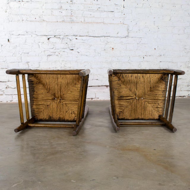 Late 19th to Early 20th Century Pair of French Country Style Oak Ladderback Chairs Twisted Papercord Seats For Sale - Image 16 of 18