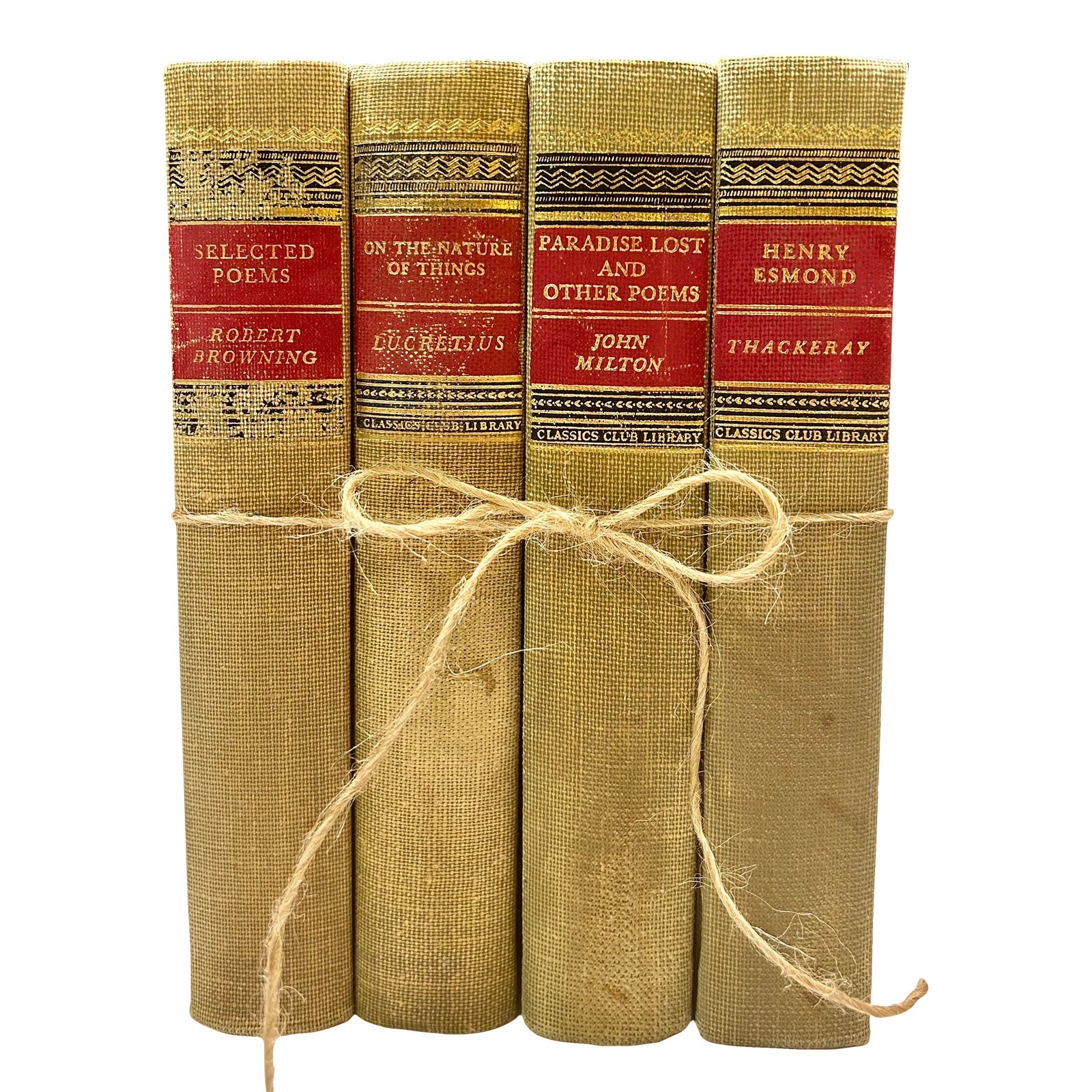 1940's Natural Linen Red and Gold Classics Club Books Holiday