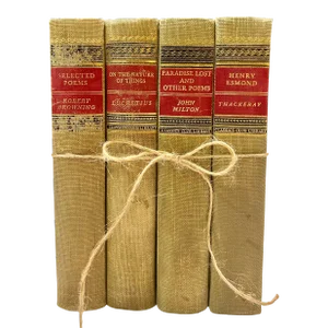 1940's Natural Linen Red and Gold Classics Club Books Holiday Display, Set of 4