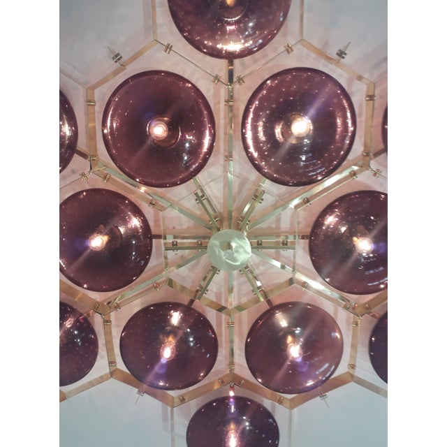 Amethyst 21st Century Beehive Polished Brass Amethyst Bubbles Murano Flush Mount by Fabio LTD For Sale - Image 8 of 8