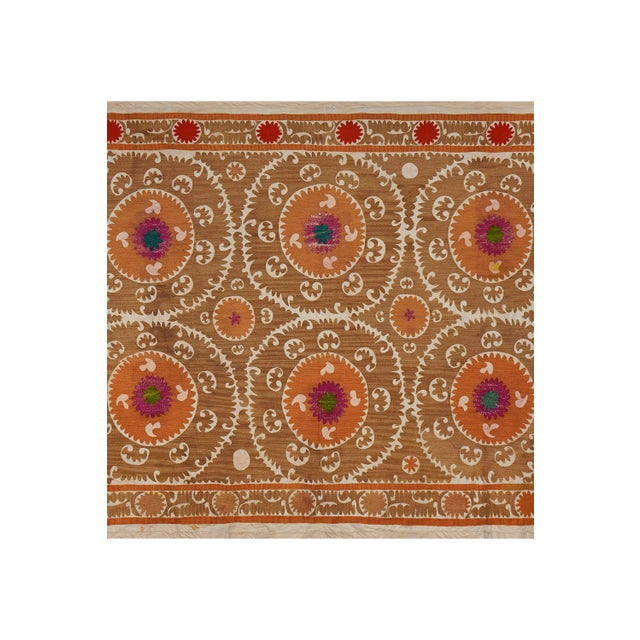 Rustic Spice Tones Suzani - Uzbek Bedspread 7'5'' X 10'2'' For Sale - Image 4 of 14