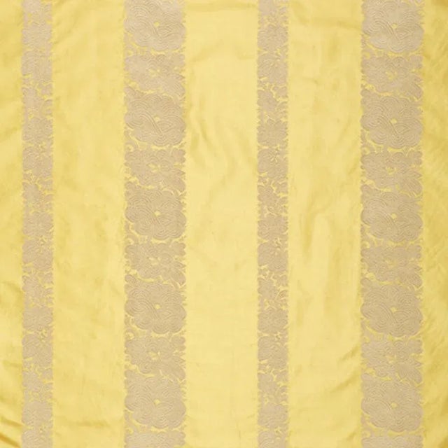 Sample - Schumacher Mandarin Silk Stripe Fabric in Sunlight For Sale
