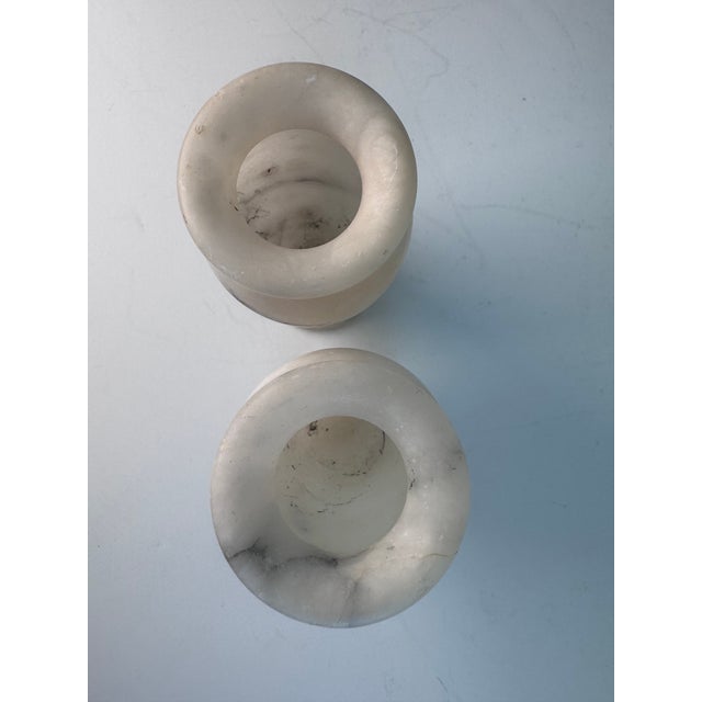 Mediterranean Alabaster Vases, a Pair For Sale - Image 3 of 7