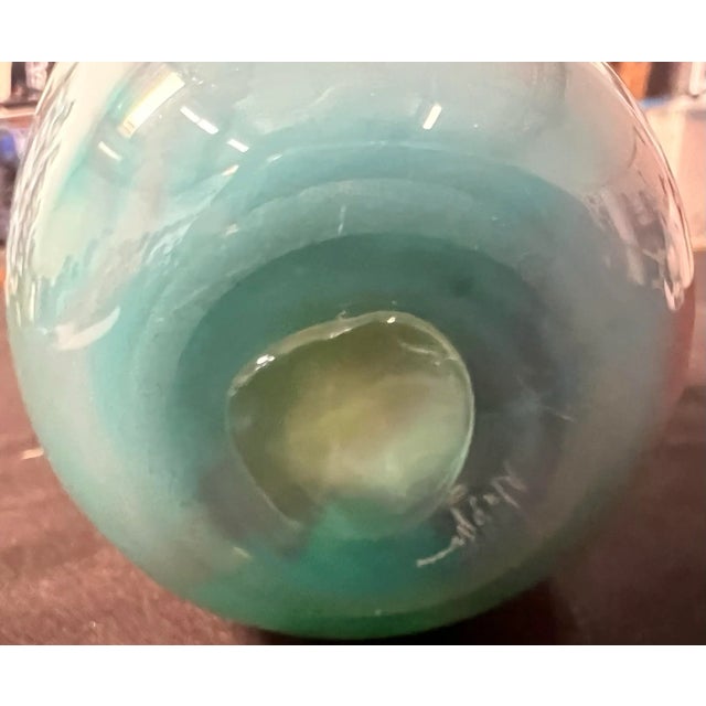 Vintage Hand Blown Colorful Glass Vase, Signed. For Sale - Image 11 of 12