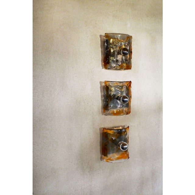 Mid-Century Modern Vintage Wall Lamps from Mazzega, 1970s, Set of 3 For Sale - Image 3 of 4