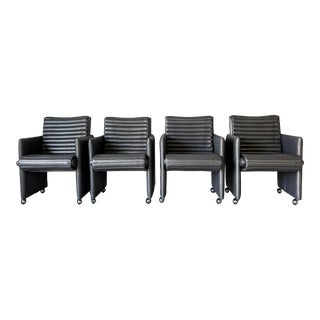 80's Preview Postmodern Chairs on Casters - Set of 4 For Sale