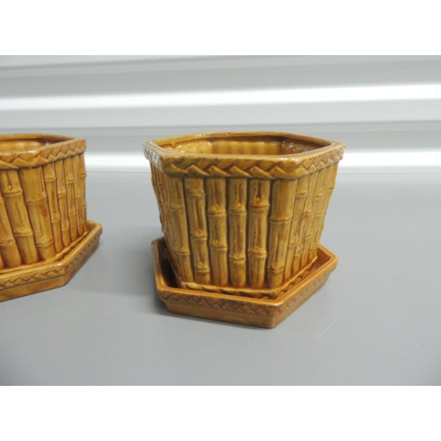 1980s Vintage Petite Clay Yellow Color Planters/Pots - Set 0f 2 For Sale - Image 5 of 6