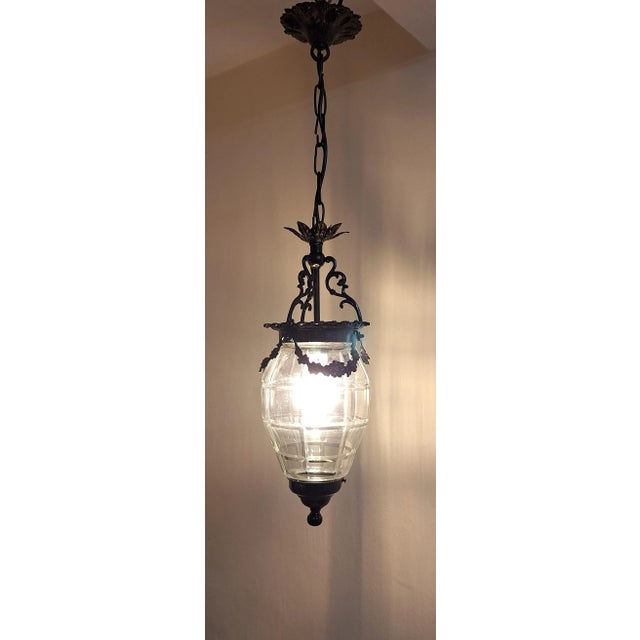 Glass Pendant Lamp with Cut Crystal Glass Shade, 1890s For Sale - Image 7 of 7