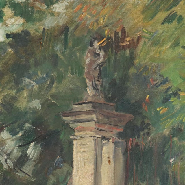 Carlo Cherubini, Landscape with Villa Entrance and Caravan, Oil Painting on Canvas, Framed For Sale - Image 4 of 9