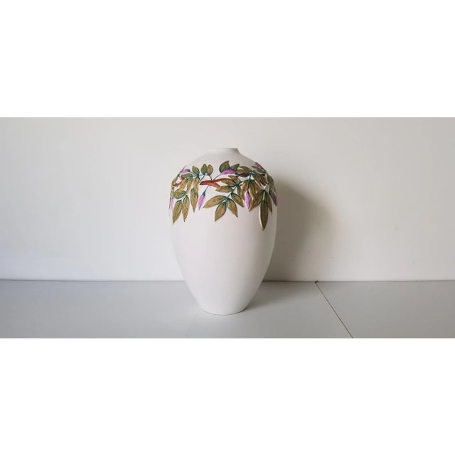 Vintage Mid-Century Modern Ceramic Vase With Floral Pattern For Sale - Image 9 of 9