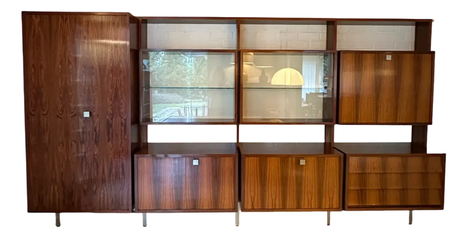 Indian Rosewood Wall Unit by Alfred Hendrickx for Belform, Belgium