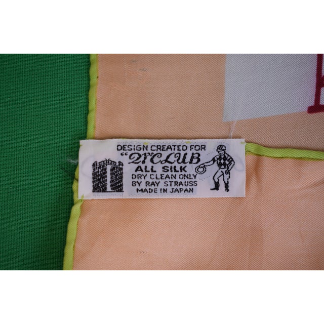 The "21" Club Lime & Peach Silk Scarf W/ Jockey Logo XXV For Sale In New York - Image 6 of 6