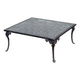 Victorian Style Glass Top Iron Coffee Table For Sale