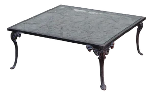 Victorian Style Glass Top Iron Coffee Table