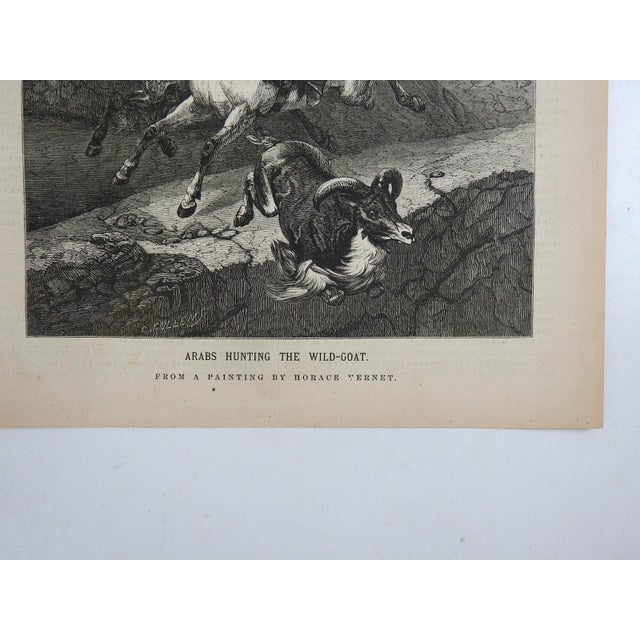 1870 Periodical Engraving Hunter on Arabian Horse For Sale - Image 4 of 5