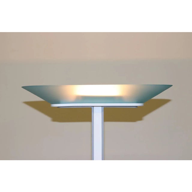 Murano Mid-Century Modern Floor Lamp With Murano Aqua Glass For Sale - Image 4 of 6