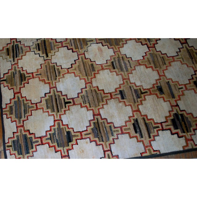 Textile 1880s, Handmade Antique American Hooked Rug 5.10' X 7.9' For Sale - Image 7 of 8