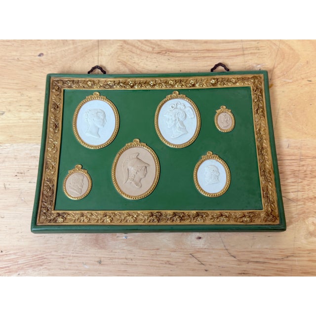 Pair of Italian Grand Tour–Style Green & Gilt Jasperware Intaglio Wall Plaques For Sale - Image 12 of 13
