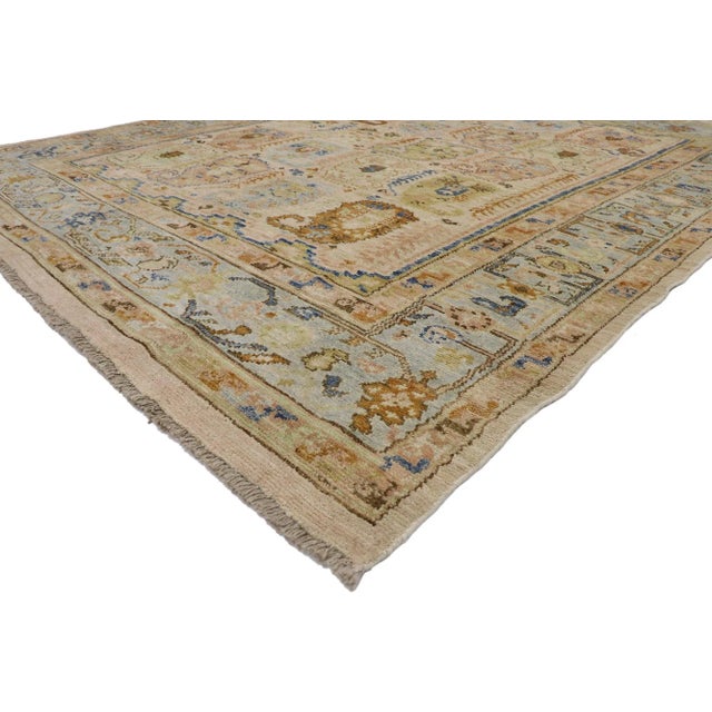 Contemporary Oushak Boteh Rug with Modern Style 08'00 x 09'08. Give the look of woven wonders and decorative elegance with...