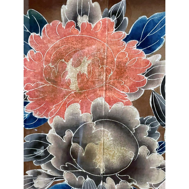 Pink Framed Japanese Futon Cover Textile Art with Resist Yuzen Dye For Sale - Image 8 of 9