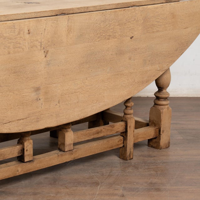 20th Century Bleached Oak English Wake Table Dropleaf Dining Table Console For Sale - Image 10 of 14